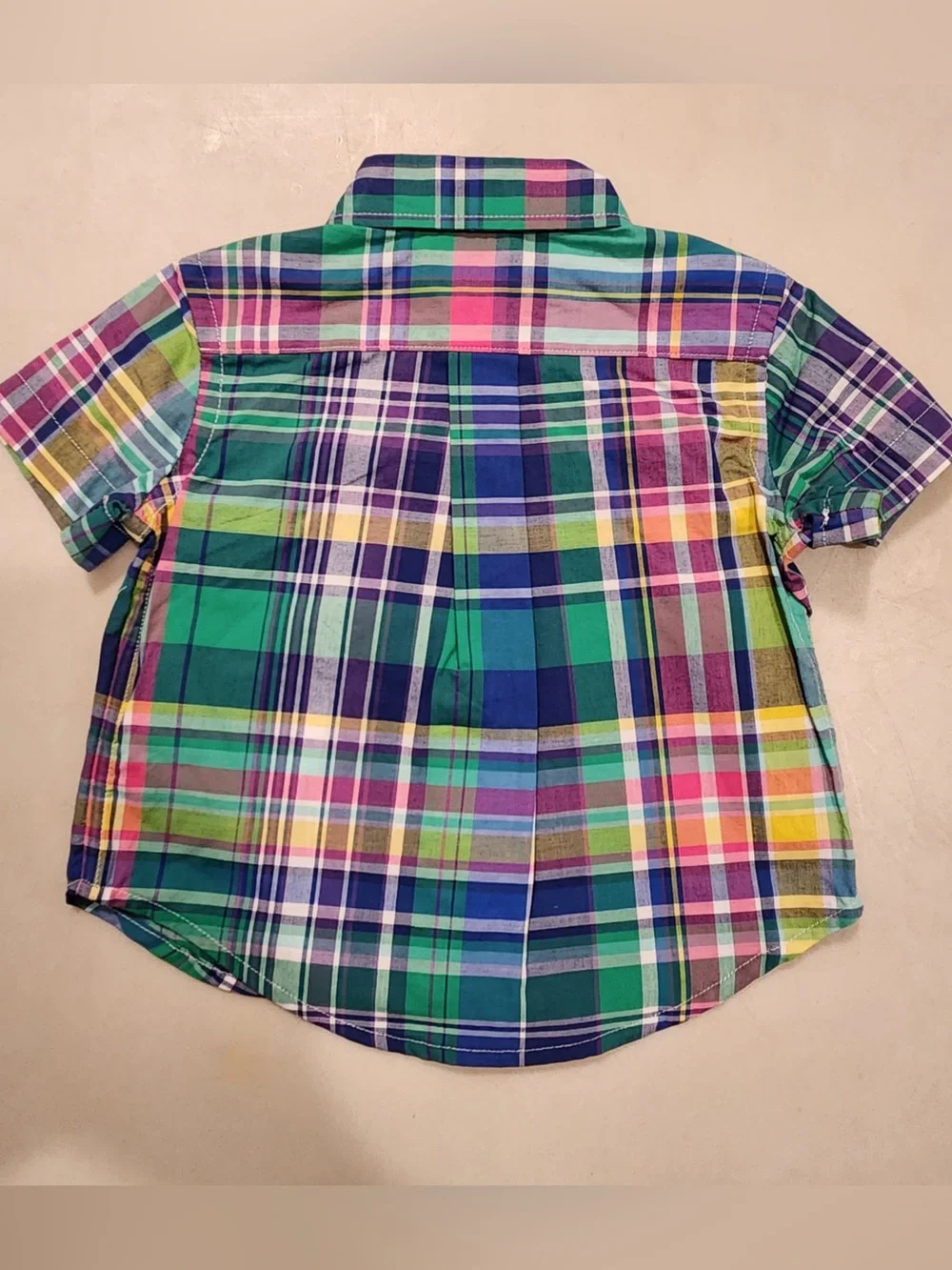 NWT Ralph Lauren Baby Boys Madras Plaid Short-Sleeve Button-Down‎ Shirt Preppy